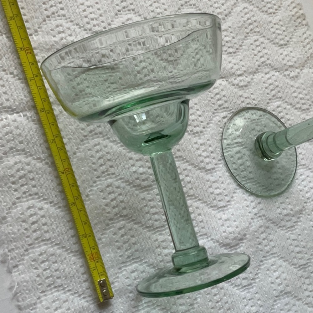 Large Margarita Glasses Set of 2 Green Glass - Picture 6 of 10